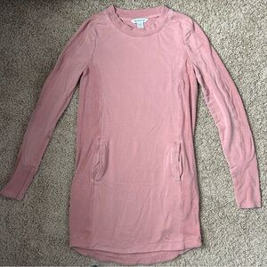 W Athleta Blush Pink Long Sleeve Dress Front & Sleeve Pockets Size XXS |E13